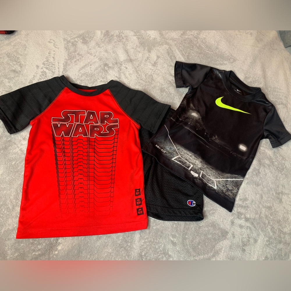 Lot of boys play clothes size 4. Nike and champion